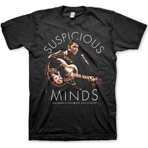 Elvis Presley Heren Tshirt -M- Suspicious Minds Zwart