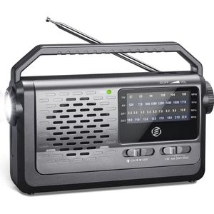Equivera Noodradio - Noodradio - Transistor Radio - Emergency Radio - Survival Radio - Oorlog Radio - Radio voor Rampen - Draagbare Radio - Noodverlichting - AM/FM-Radio - Oplaadbare Batterij - USB-bron - Noodlader Telefoon