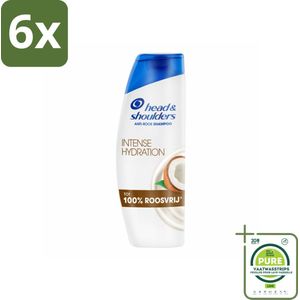 Head & Shoulders - Shampoo - Intense Hydration - 100% Roosvrij - 300 ml - Voordeelverpakking - 6 stuks - Anti-roos shampoo - Roos shampoo