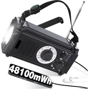 RWB® Noodradio Opwindbaar en Batterij - Noodradio - Survival Radio - 13000 mAh - Powerbank