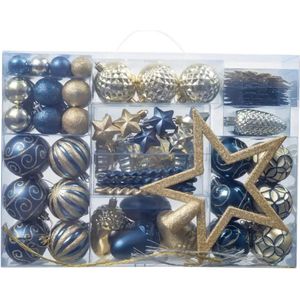 Decoris Kerstballen kunststof 6 cm x 37 stuks ornamenten mix set kerstballen onbreekbaar bruin goud