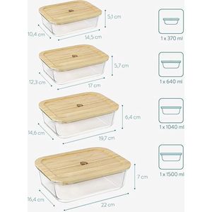 Voedselopbergcontainers - Set of Glass Food Storage Containers