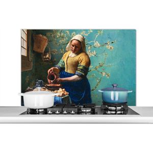 Spatscherm keuken 100x65 cm - Kookplaat achterwand Melkmeisje - Amandelbloesem - Van Gogh - Vermeer - Schilderij - Oude meesters - Muurbeschermer - Spatwand fornuis - Hoogwaardig aluminium