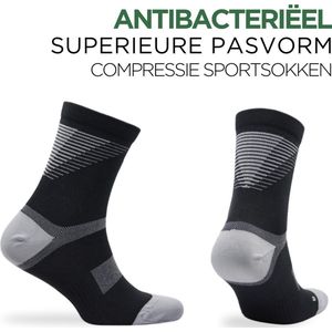 Norfolk Sportsokken - Milde Compressie Sokken - Anti Bacterieel Meryl Skinlife - Hardloopsokken - Wielersokken - Fietssokken - Zwart - Maat 35-38 - Valencia SC