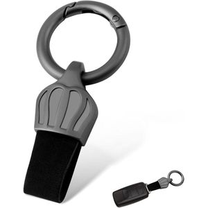 Allecto Plus - Sleutelhangerclip van Leer en Zinklegering voor Autosleutels - Voor Heren en Dames - Mat Grijs - Sleutelhangerhouder met Clips