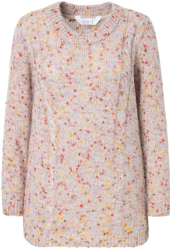 Janet & Joyce - Dames - Trui classic fit noppengaren kabelsteek - Rood - Maat 42+