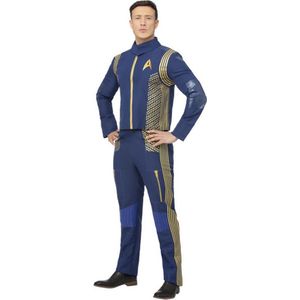 Smiffy's - Star Trek Kostuum - Star Trek Discovery Command Star Fleet Kostuum - Blauw - Medium - Carnavalskleding - Verkleedkleding
