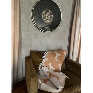 Teckel - Plaid - 100% Wollen Deken - Terracotta - Teckelprint - 130x175cm