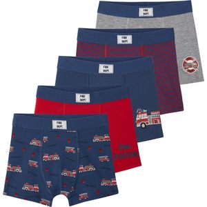 Vertbaudet Set met 5 stretch jongensboxers brandweermannen van biokatoen
