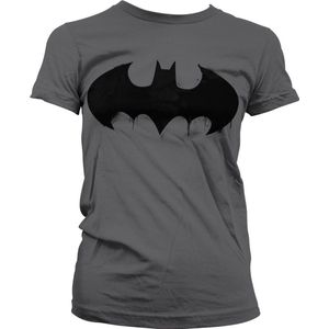 Batman Inked Logo Girly Tee Damen T-Shirt Dark-Grey-S
