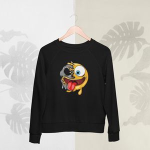 Feel Free - Halloween Sweater - Smiley: Gezicht met uitgestoken tong - Maat L - Kleur Zwart