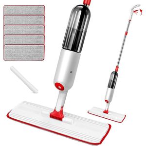 Spuitdweil microvezel platte vloerdweil met herbruikbare pads - 500 ml navulbare fles - schraper - droge en natte vloer reiniging mop and bucket set