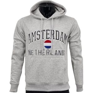 Hitman - Heren Trui - Heren Hoodie - Katoen - Holland Souvenir - Amsterdam Souvenir - Amsterdam Hoodie - Grijs - Maat S