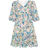 usha - Jurk - Mini - V-hals - 3/4 Mouwen - Woven Bloemenprint - Regular Cut