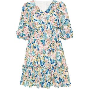 usha - Jurk - Mini - V-hals - 3/4 Mouwen - Woven Bloemenprint - Regular Cut