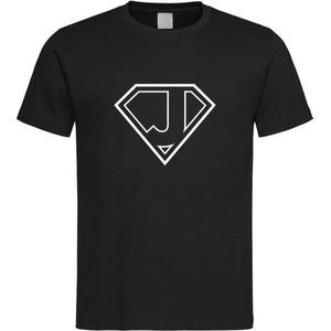 Zwart t-Shirt met letter J “ Superman “ Logo print Wit Size XXL