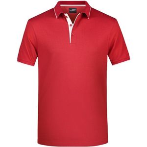 James and Nicholson Heren Polo Stripe Shirt (Rood/Wit)