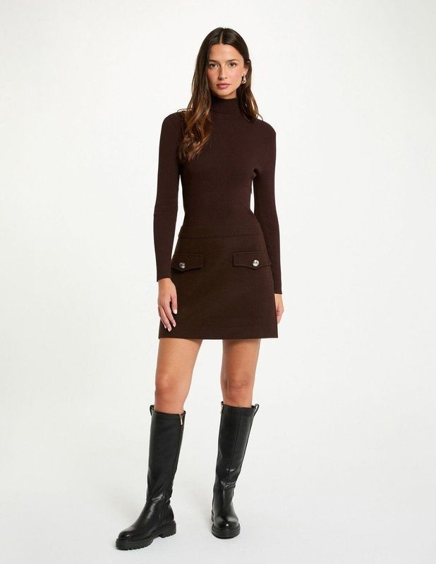 fitted mini dress 242-Regoya dark brown