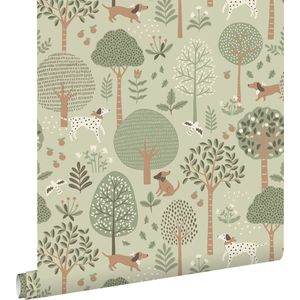 ESTAhome behang honden vergrijsd mintgroen - 0.53 x 10.05 m - 139712
