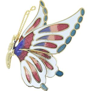Behave® Dames broche emaille 3D vlinder wit
