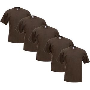 Fruit of the Loom - 5 stuks Valueweight T-shirts Ronde Hals - Chocolate - S