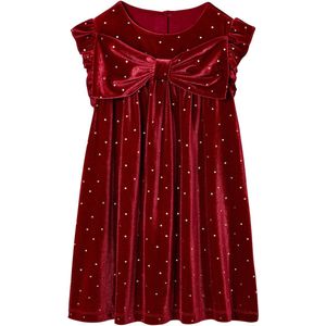 Kerstjurk - Rood - Meisjes - Met Gladde Fluwelen Strik