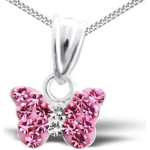 Amanto Kids Ketting Fadia Pink - 925 Zilver - Vlinder - 9x6mm - 38cm