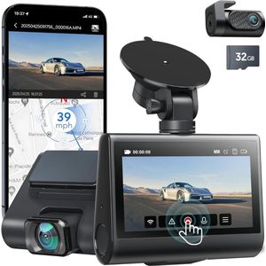Dashcam voor auto voor en achter – Dual dashcam – Voor- en achtercamera – Autocamera – Full HD dashcam – Dashcam met nachtzicht – Dashcam met bewegingssensor – Groothoeklens – Parkeermodus – Loop recording – Dashcam met SD-kaart
