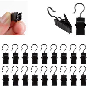 Haakjes met klem - Klemmetjes met haakje - 20 stuks - Zwart - 35MM hoog - Gordijnclips - Kaartenclips - Kleine items ophangen - Klemmen - Foto's ophangen - CHPN