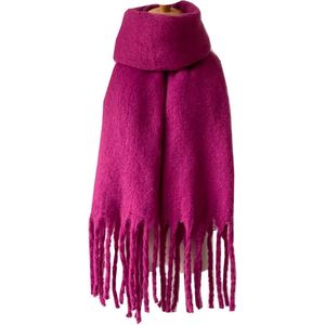 ASTRADAVI Winter Sjaals - Sjaal - Warme en Zachte Dames Omslagdoek - Lange Sjaal 200x50 cm - Roze Fuchsia