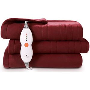 Elektrische bovendeken 1 persoons - Electrische bovendeken 1 persoons - Elektrische knuffeldeken - 180 x 130cm - Donkerrood