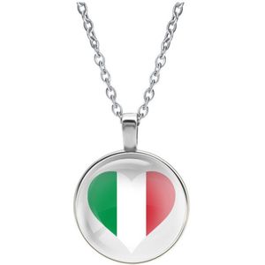 Ketting Glas - Hart Vlag Italië