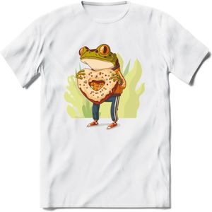 Valentijn kikker T-Shirt Grappig | Dieren Valentijnsdag Kleding Kado Heren / Dames | Animal Skateboard Cadeau shirt - Wit - S