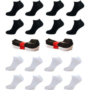 Belucci Katoenen Heren Sneakersokken 16 Paar Black & White Maat 43/46