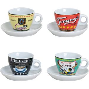 mokkakopjes , Koffiekopjes , espressokopjes - kopjes - Cappuccino kopjes / SET 4