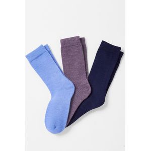 Damart - Set van 3 paar effen sokken van met wol gebreide Thermolactyl - Dames - Violet - 36/38
