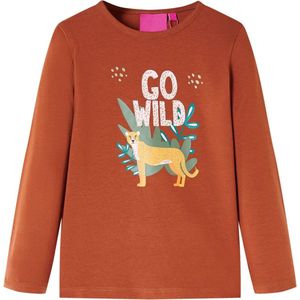 vidaXL - Kindershirt - met - lange - mouwen - 140 - cognackleurig