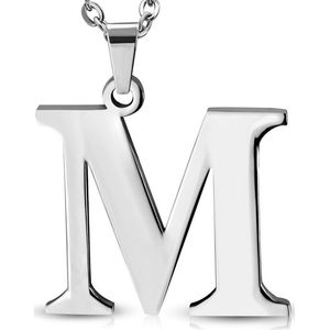 Amanto Ketting Letter M - 316L Staal - Alfabet - 22x25mm - 60cm