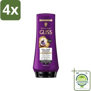 Gliss Conditioner Full Hair Wonder - 200 ml - Voordeelverpakking - 4 stuks - Haarversterking - Volume