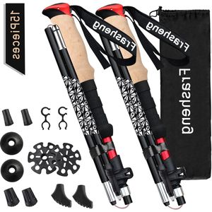 Opvouwbare aluminium wandelstokken met kurken handvat en telescopische verstelbaarheid 135 cm - voor trekking en Nordic walking