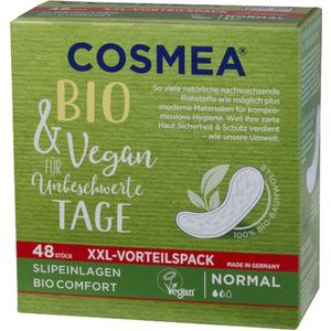 Cosmea® | 48 inlegkruisjes | NORMAAL | absorberend | biologisch katoen en vegan | zonder parfum