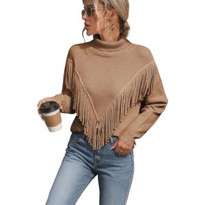 Lange coltrui dames met franjes en lange mouwen - warm en comfortabel