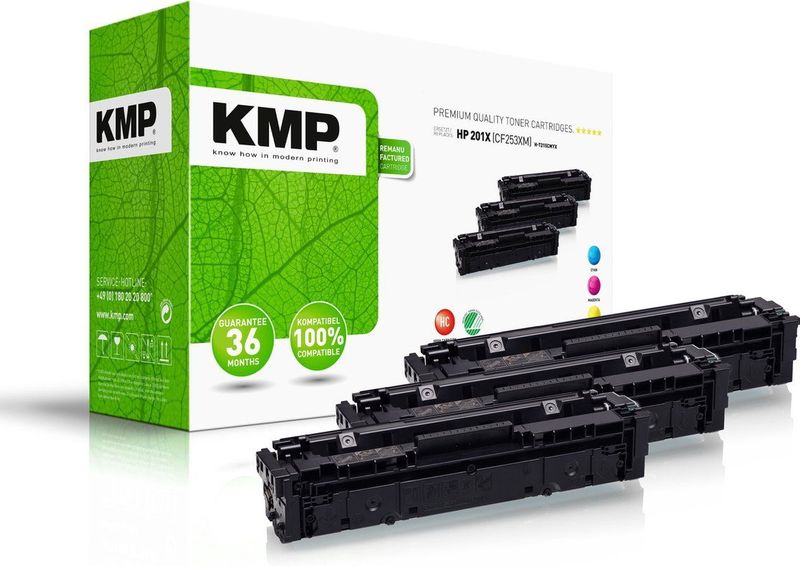 KMP H-T215VX tonercartridge 3 stuk(s) Compatibel Cyaan, Magenta, Geel