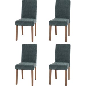 Set van 4 eetkamerstoelen Littau, keukenstoel met hoge rugleuning, stof/textiel chenille hout ~ groen, naturelkleurige poten