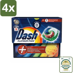 Dash Platinum - Wasmiddel Capsules - Gekleurde Was - 14 Wasbeurten - Voordeelverpakking - 4 stuks - Vlekkenverwijderaar - Wascapsules
