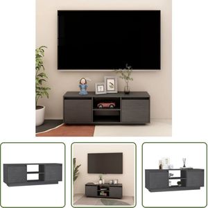 The Living Store TV-meubel - Massief grenenhout - 110 x 30 x 40 cm - Grijs