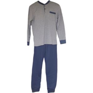 Uniseks - Thermo Pyjama set - Dames & Heren - Merk Notte Stella - Longsleeve & Broek - Geblokt-Motief - Kleur Lichtblauw/Marineblauw - Maat 3XL - Cadeau - Kerst