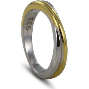 New Bling 9NB-0850-56 Zilveren Ring - Dames - Bicolor - 2 Kleuren - Maat 56 - Zilver - Rhodium - Gold Plated (Verguld/Goud op Zilver)