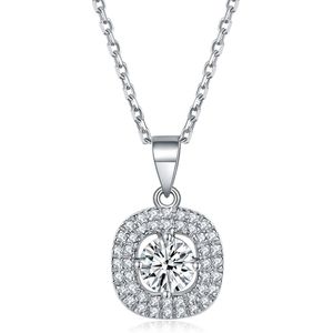 Vivara - 14k Witgouden Moissanite Hanger met Ingelegde Halo