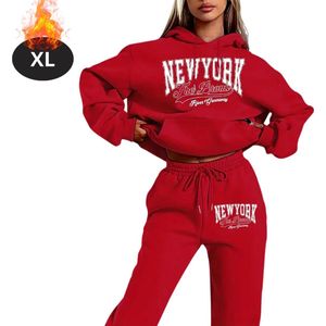 Nivard Joggingpak - Huispak - Volwassenen - Trainingspak - Comfortabel - Joggingsbroek - Tracksuit - Dames - Rood - XL